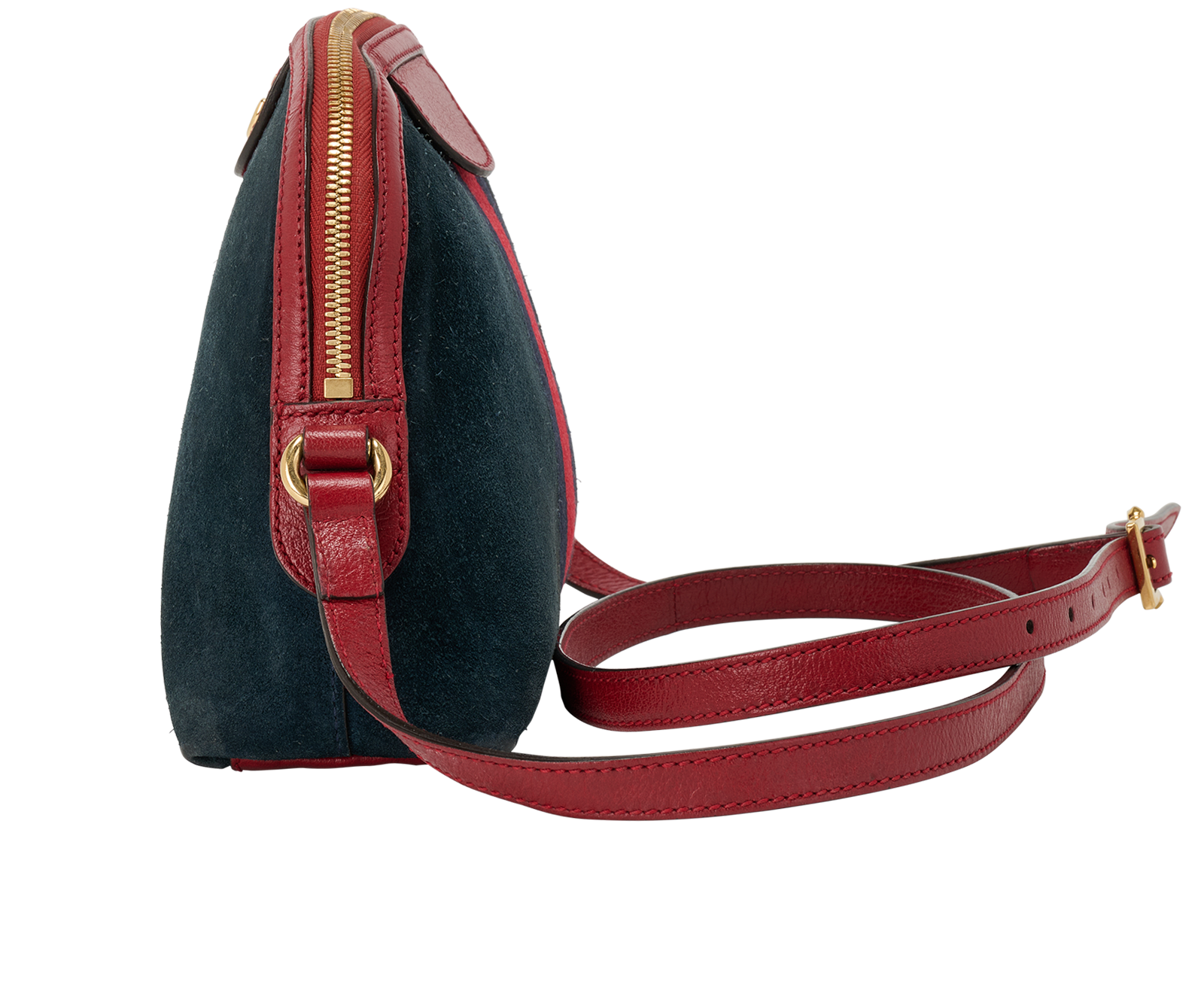 Small Ophidia Dome, &pound;650, Handbags, Navy/Red, Suede, Bottom view
